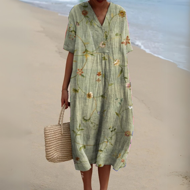 Elegant Floral V-Neck Dress