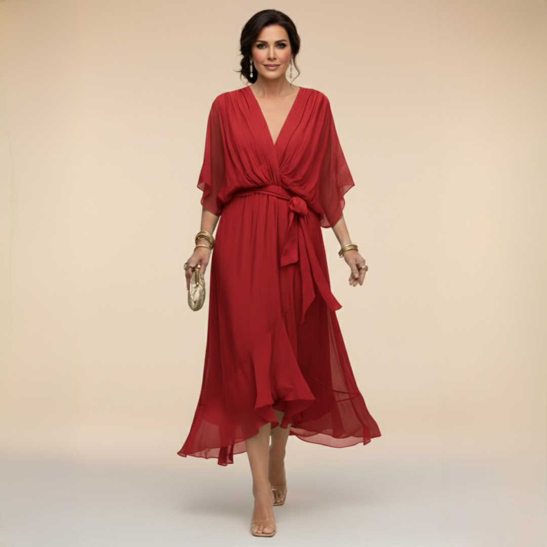 Stylish Chiffon V-Neck Dress