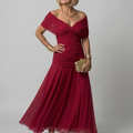 Off Shoulder Flow Midi Dress