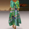 Women's Floral Print Long Sleeve Loose Maxi Dress