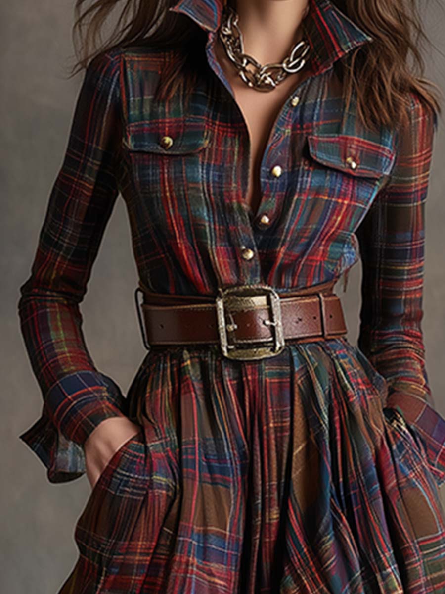 Classic Belted Button-Up Shirt Dress