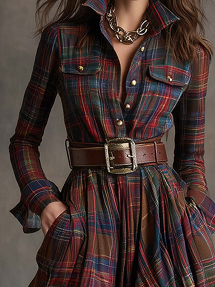 Classic Belted Button-Up Shirt Dress