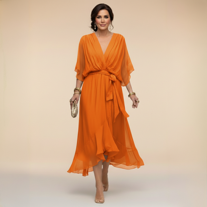 Stylish Chiffon V-Neck Dress