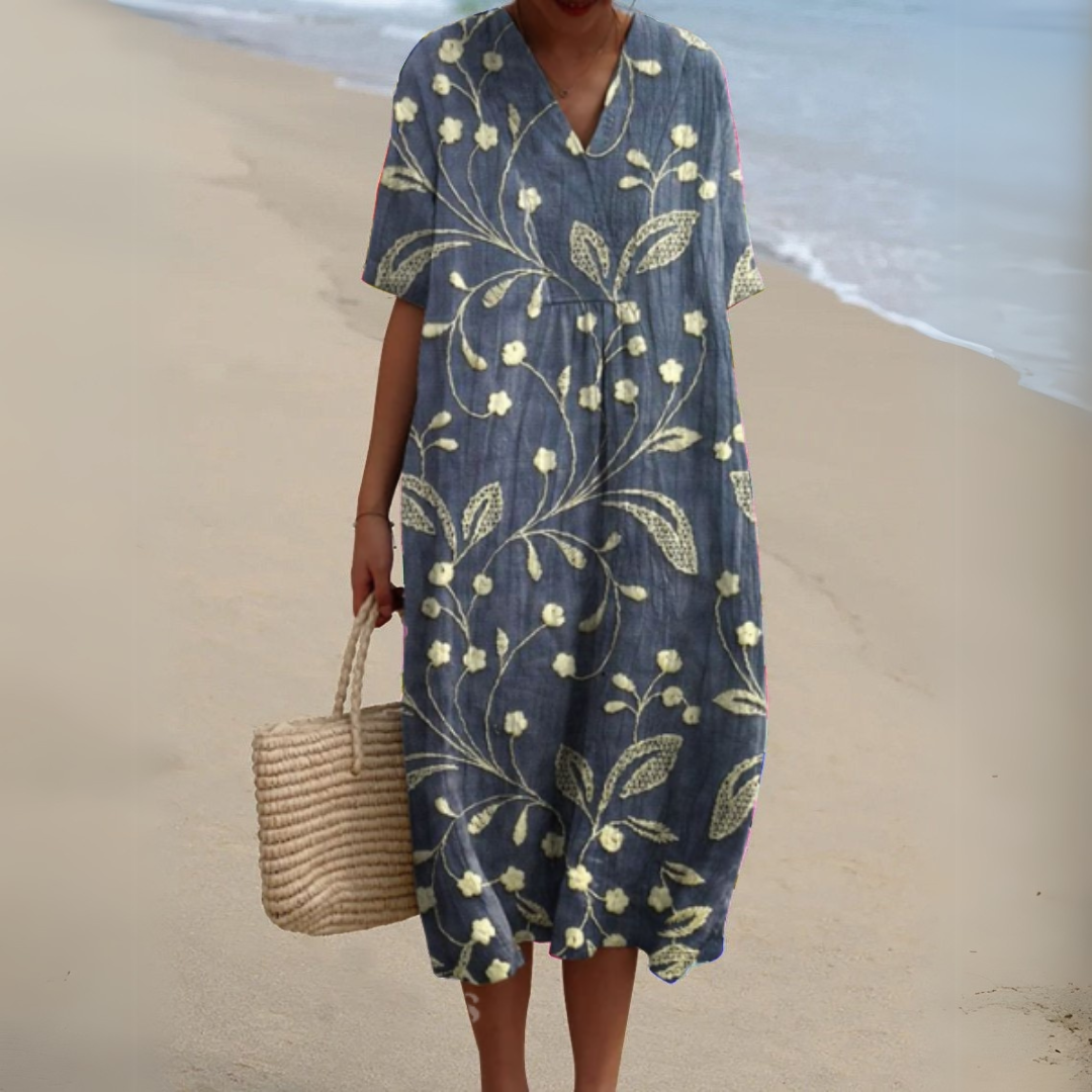 Elegant Floral V-Neck Dress