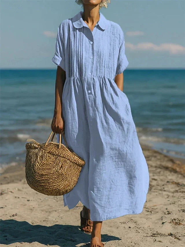 Cotton Button Shirt Dress