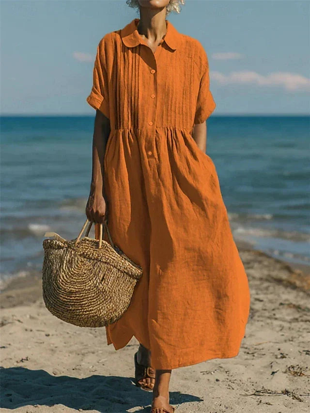 Cotton Button Shirt Dress