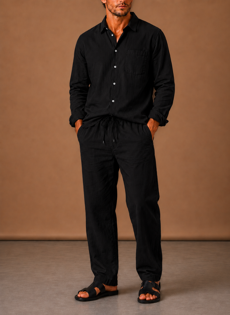 Men's Linen Cotton Style Set – Shirt & Trousers Smart Casual | Areleon