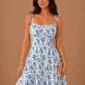 Women's Floral Mini Dress – Tie Strap Fitted Summer | Areleon