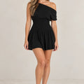 Women's Off Shoulder Shirred Summer Mini Dress