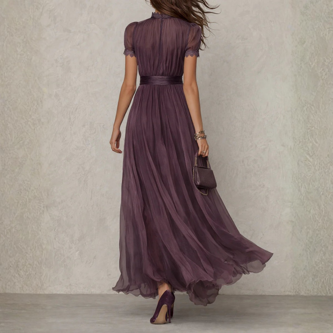 Chiffon Tie-Neck Maxi Dress for Evening Events