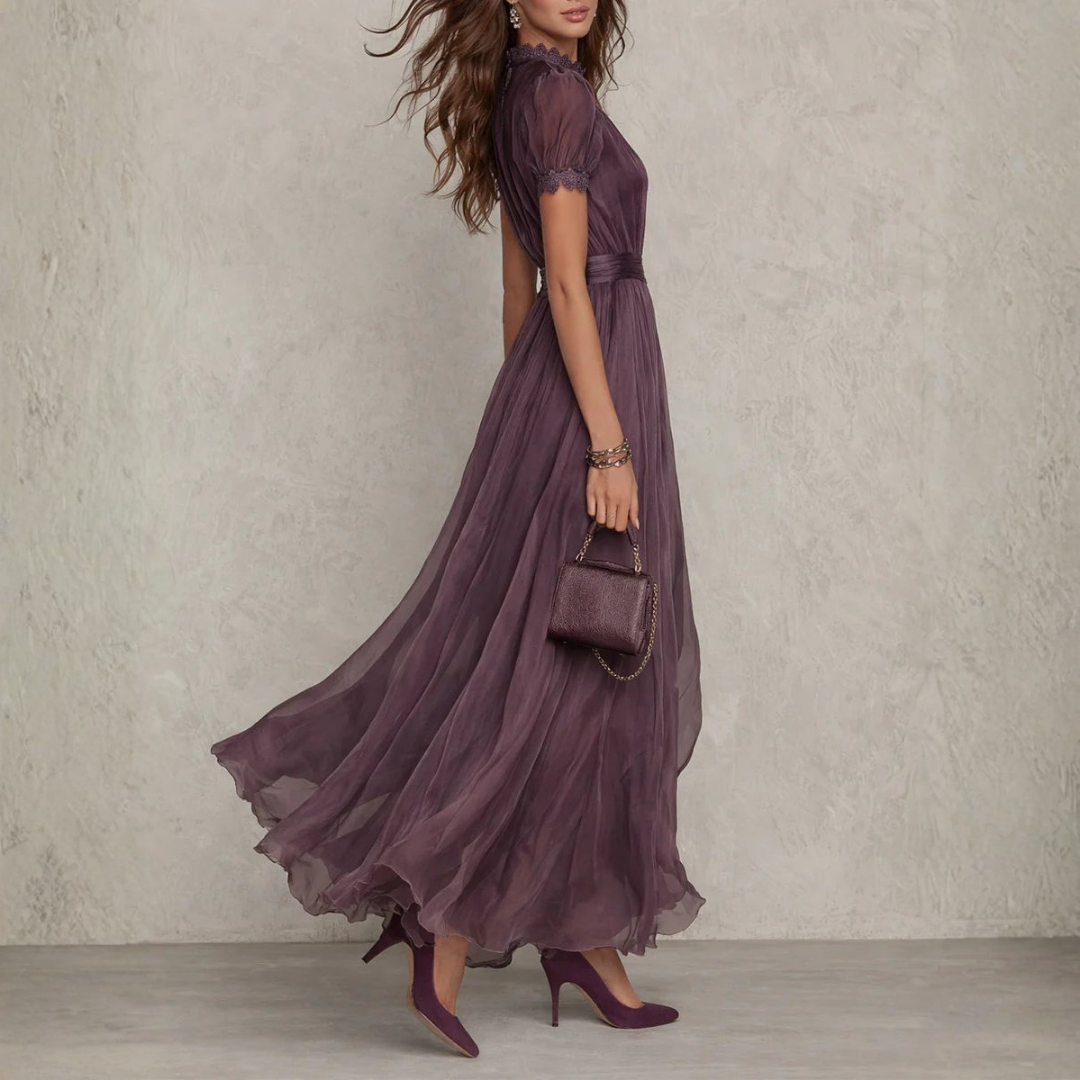 Chiffon Tie-Neck Maxi Dress for Evening Events