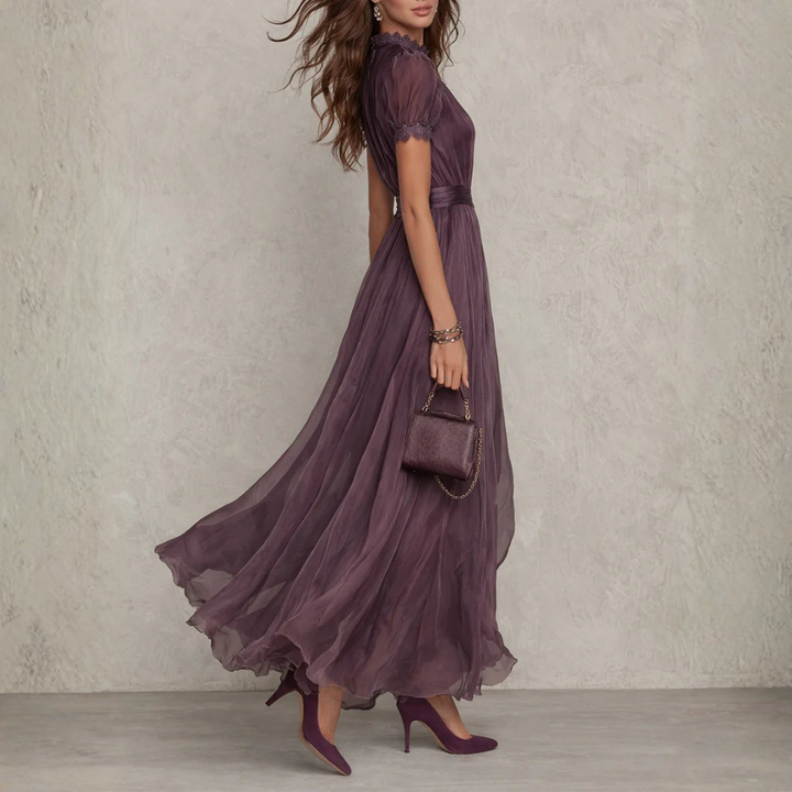 Chiffon Tie-Neck Maxi Dress for Evening Events