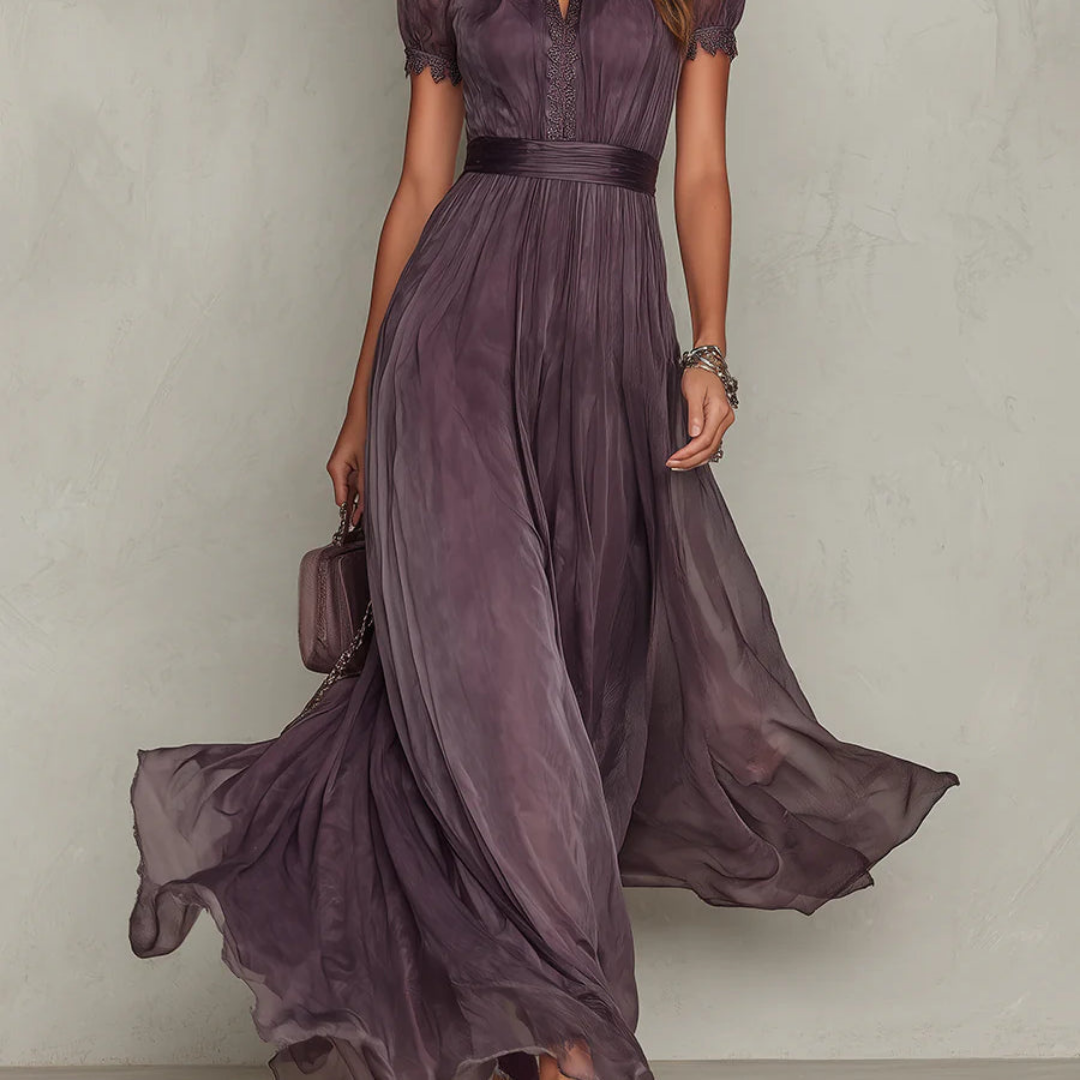 Chiffon Tie-Neck Maxi Dress for Evening Events