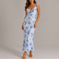 Women's Floral Ruffle Strap Maxi Dress