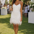 Statement Mini Dress with Flowing Fringe Design