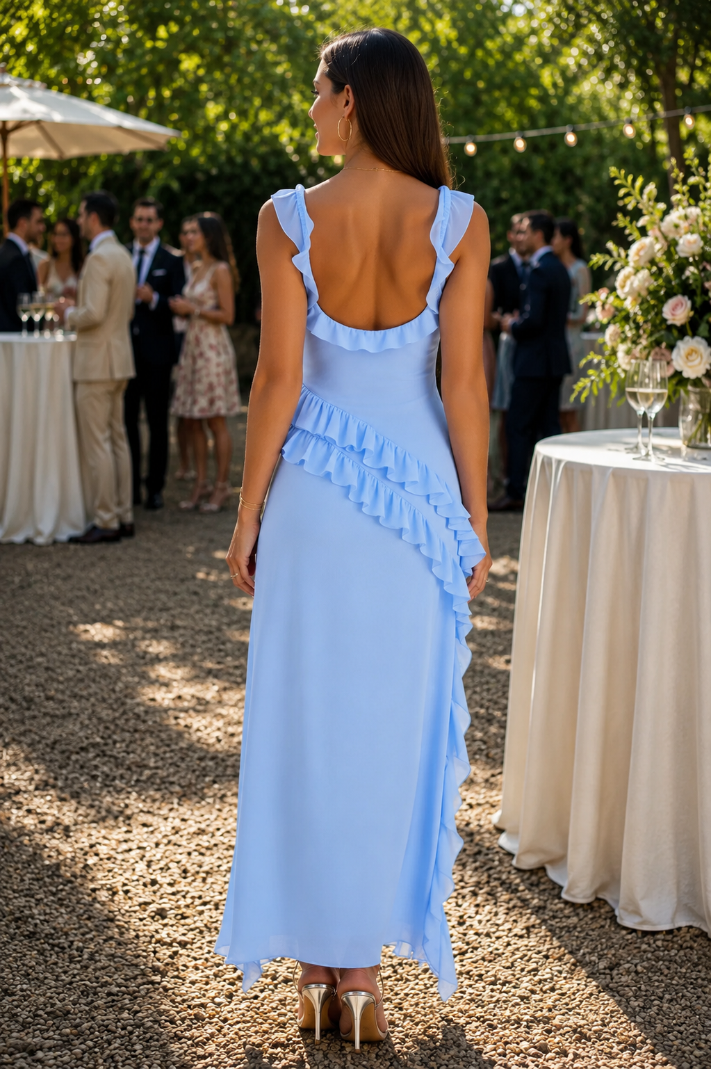 Sophisticated Maxi Dress with Soft Ruffle Design