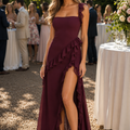 Sophisticated Maxi Dress with Soft Ruffle Design