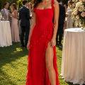Sophisticated Maxi Dress with Soft Ruffle Design