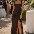 Sophisticated Maxi Dress with Soft Ruffle Design