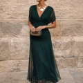 Chiffon Maxi Dress with V-Neck for Women