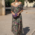 Chiffon Maxi Dress with V-Neck for Women