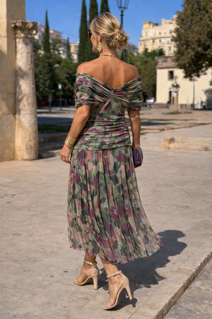 Chiffon Maxi Dress with V-Neck for Women