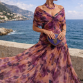 Chiffon Maxi Dress with V-Neck for Women