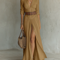 Stylish Long Sleeve Collared Dress