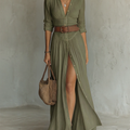 Stylish Long Sleeve Collared Dress