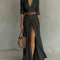 Stylish Long Sleeve Collared Dress