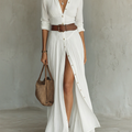 Stylish Long Sleeve Collared Dress