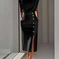 Formal Sleeveless Midi Dress with Button Front and Leg Split for Women