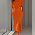 Formal Sleeveless Midi Dress with Button Front and Leg Split for Women