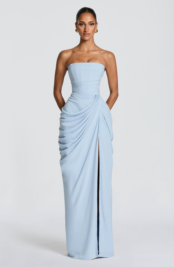 Formal Strapless Maxi Dress with Ruched Waist for Women