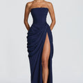 Formal Strapless Maxi Dress with Ruched Waist for Women