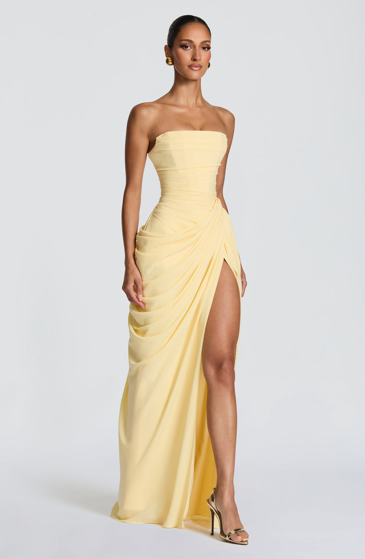 Formal Strapless Maxi Dress with Ruched Waist for Women