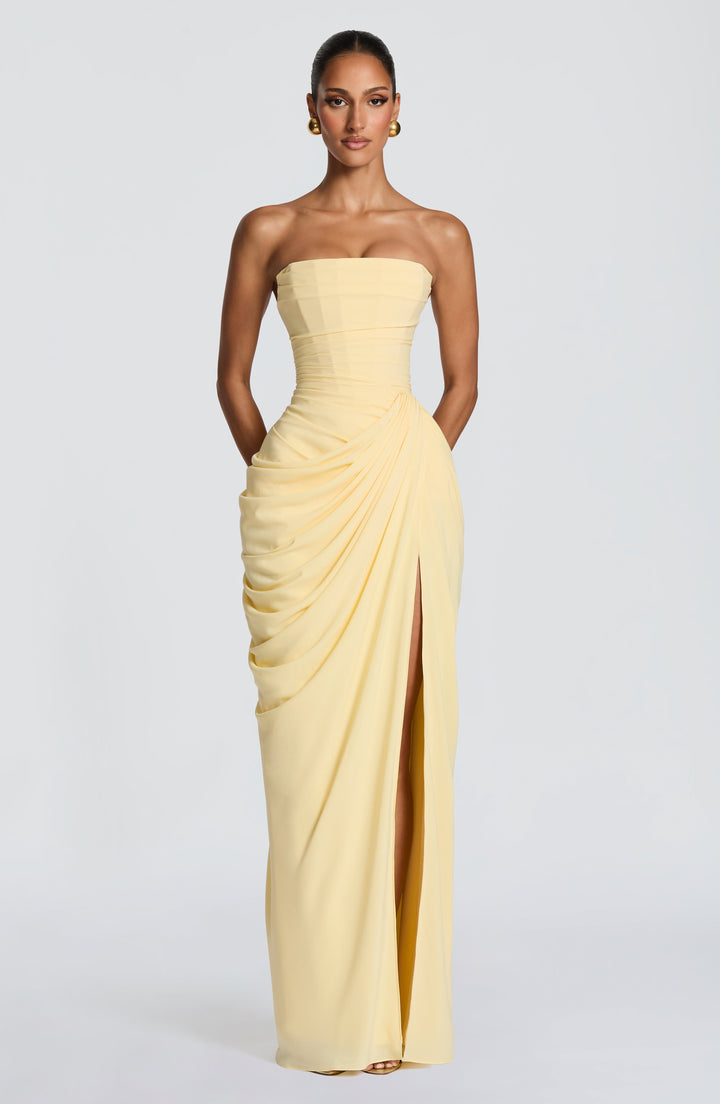 Formal Strapless Maxi Dress with Ruched Waist for Women