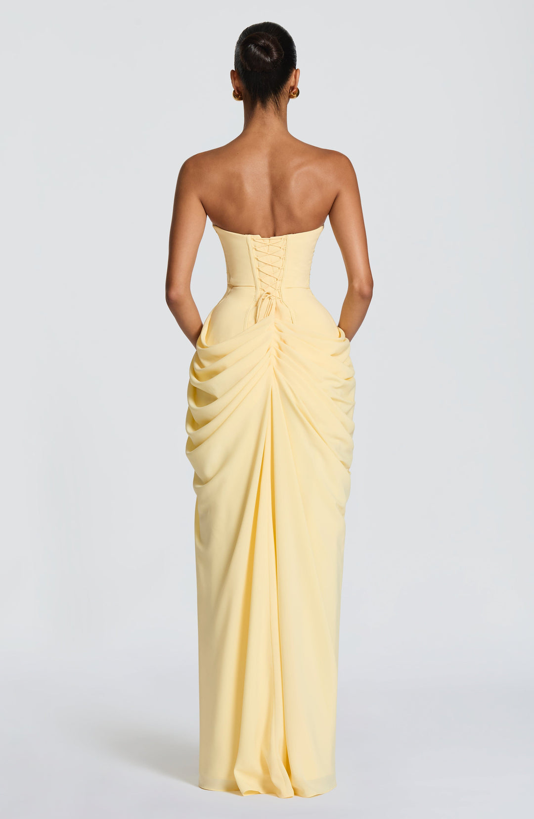 Formal Strapless Maxi Dress with Ruched Waist for Women