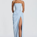 Formal Strapless Maxi Dress with Ruched Waist for Women
