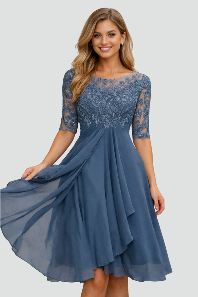 Elegant Grace Evening Midi Dress
