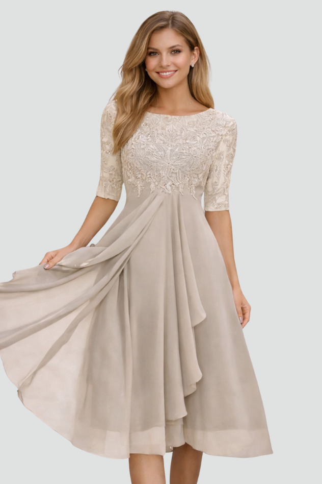 Elegant Grace Evening Midi Dress