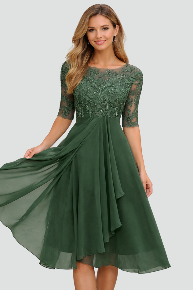Elegant Grace Evening Midi Dress