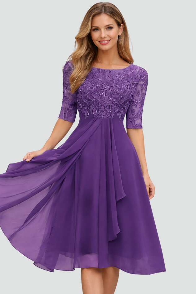 Elegant Grace Evening Midi Dress