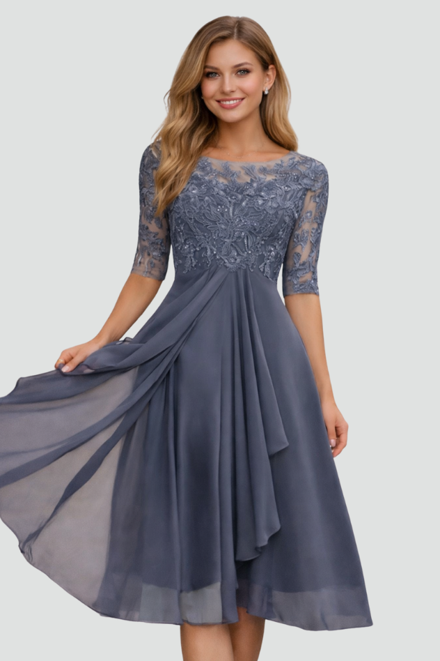 Elegant Grace Evening Midi Dress