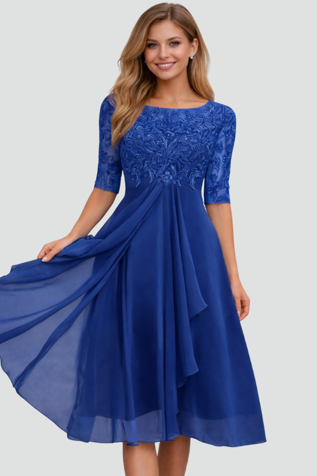 Elegant Grace Evening Midi Dress