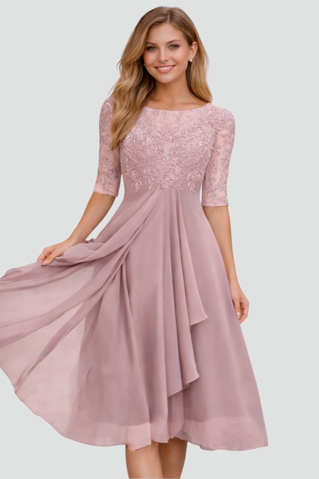 Elegant Grace Evening Midi Dress