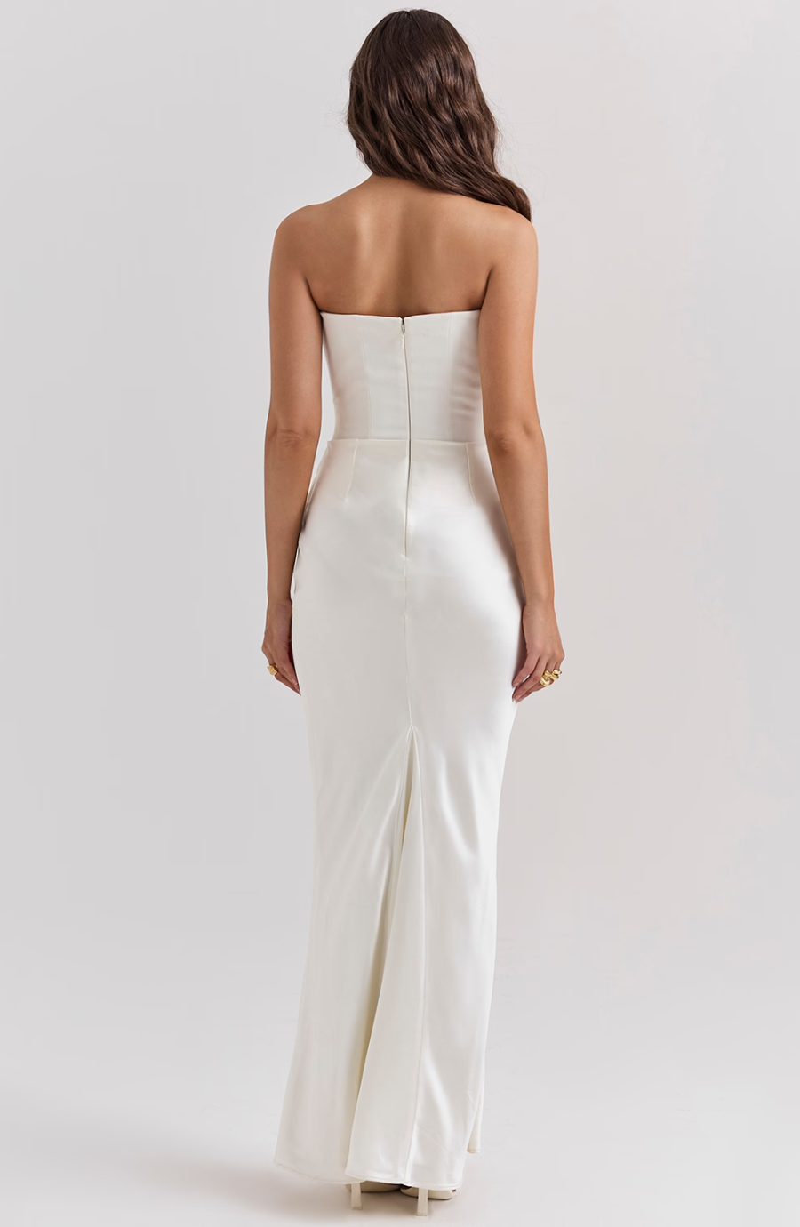 Elegant Retro Solid Color Strapless Party Dress