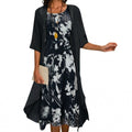 Watercolour Floral Midi Dress Chiffon Jacket Two Piece Set