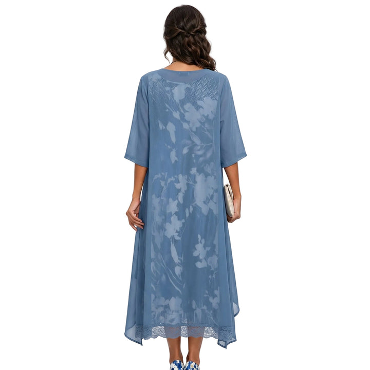 Watercolour Floral Midi Dress Chiffon Jacket Two Piece Set