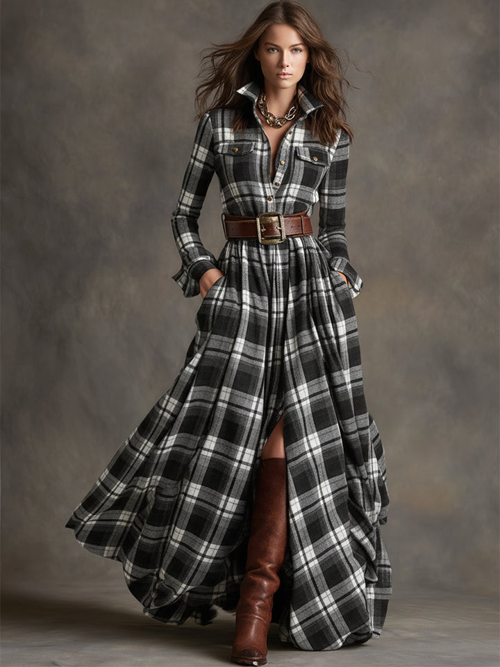 Classic Belted Button-Up Shirt Dress